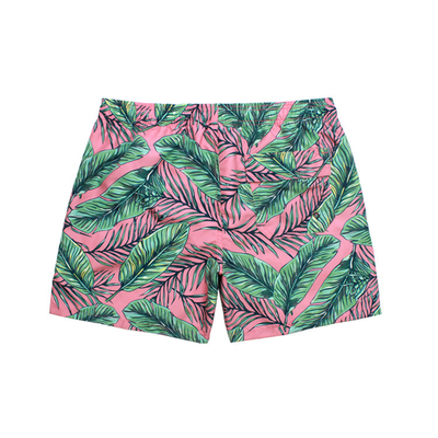 Summer Leaves Printing Polyester 0.15kg Mens Casual Beach Shorts