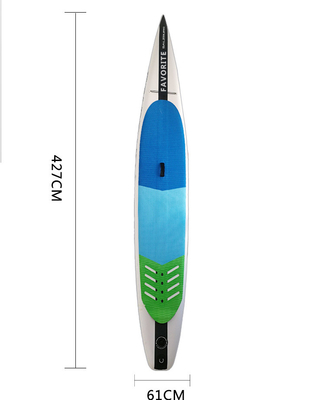 Blue Green PVC 427x61x15cm EVA Surfboard