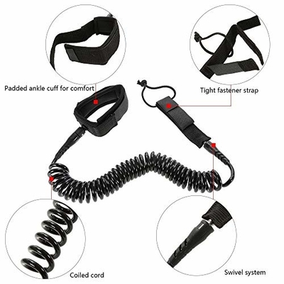 Comfortable Ankle Straps 7mm 10ft SUP Coil Leash