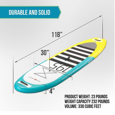 Three Fin 286lbs 118″X30"X4" Inflatable Surf SUP