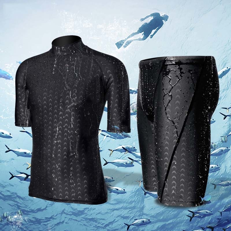 Men Black Short Sleeve M L XL 4XL Neoprene Diving Suit